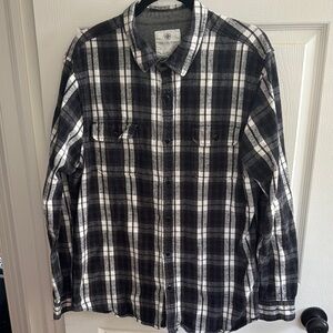 Men's Black and White Plaid Shirt